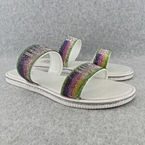 Juicy Couture Sandals Womens Size 10 Multicolor Rhinestone Slide Strappy YOURS